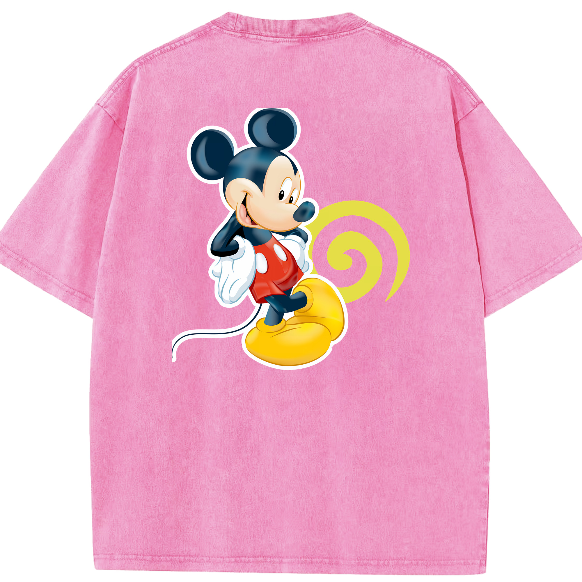 （画像用） ミッキーマウス Mickey Mouse 綿100% ヴィンテージ風 半袖Tシャツ（背面プリント）